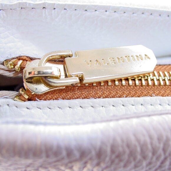 VALENTINA Italian Leather Tote Bag Classic White and Tan Beach Resort - ITALY - Picture 8 of 11